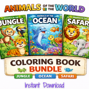 Animals of the World Coloring Book Bundle – Printable PDF for Kids